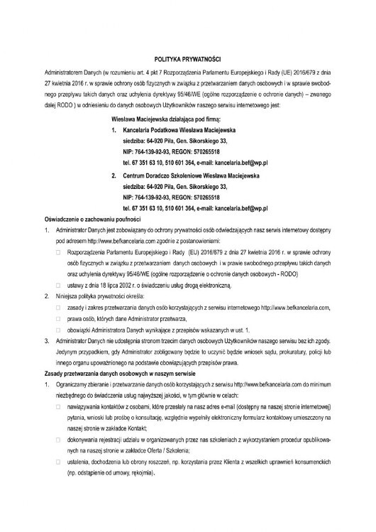 POLITYKA PRYWATNOŚCI